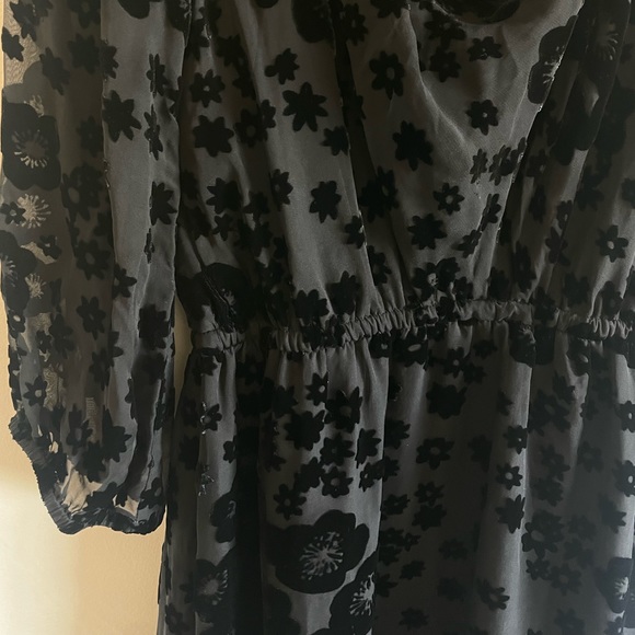 TRINA TURK Black Velvet Sheer Floral Boho Dress - Picture 7 of 10
